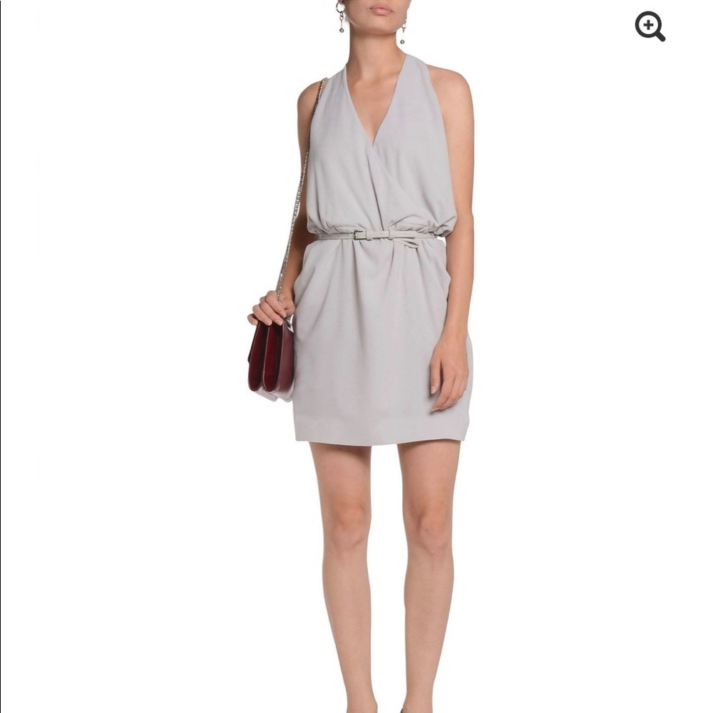 Halston Heritage Short Gray Dress with Belt Size 0
